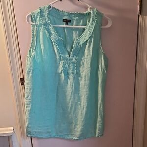 Talbots Linen Mint Sleeveless Blouse